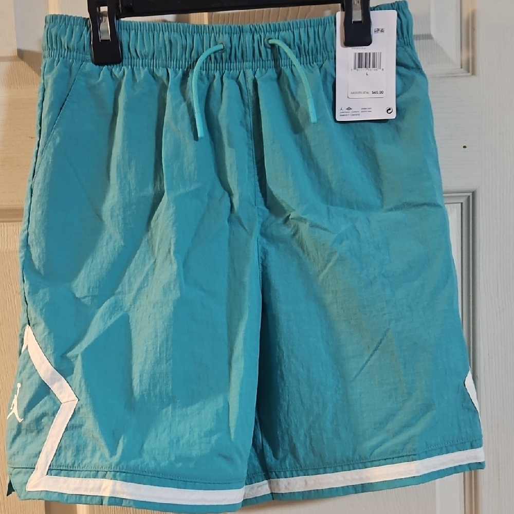 Jordan Boys’ Poolside Woven Diamond Shorts: TEAL: NEW WITH TAGS: SIZE L - Picture 1 of 5